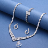 2025 New Wedding Jewelry Set for Women Saudi Arabia 4 Pieces Zirconia Bridal Jewellery Collection Necklace Set