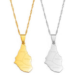 Anniyo 3.1CM Montserrat Island Map With Cities Pendant Necklaces for Women/Girls Gold Color Jewelry #267221