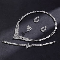 2025 New Wedding Jewelry Set for Women Saudi Arabia 4 Pieces Zirconia Bridal Jewellery Collection Necklace Set