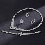 2025 New Wedding Jewelry Set for Women Saudi Arabia 4 Pieces Zirconia Bridal Jewellery Collection Necklace Set