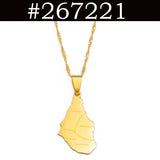 Anniyo 3.1CM Montserrat Island Map With Cities Pendant Necklaces for Women/Girls Gold Color Jewelry #267221