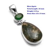 Genuine Larimar Citrine Ruby Emerald Seraphinite Turquoise Labradorite Agate  Pendant 925 Sterling Silver