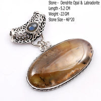 Genuine Turquoise Labradorite Jasper Agate  Pendant