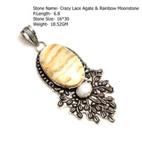 Genuine Labradorite Jasper Agate Turquoise  Pendant