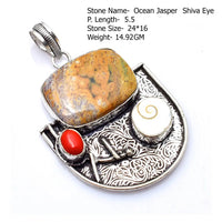 Genuine Sapphire Turquoise Emerald Agate Labradorite Jasper  Pendant