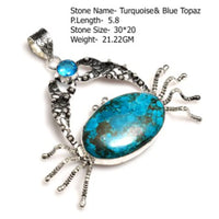 Genuine Labradorite Turquoise Agate Jasper Pendant