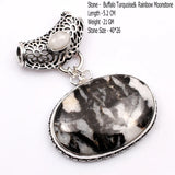 Genuine Turquoise Labradorite Jasper Agate  Pendant
