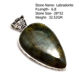 Genuine Labradorite Turquoise Agate Jasper Pendant