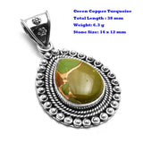 Genuine Larimar Citrine Ruby Emerald Seraphinite Turquoise Labradorite Agate  Pendant 925 Sterling Silver