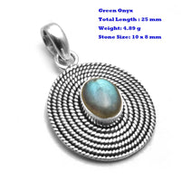 Genuine Larimar Citrine Ruby Emerald Seraphinite Turquoise Labradorite Agate  Pendant 925 Sterling Silver