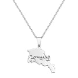 Anniyo 3.6cm Armenia Map Pendant Necklaces Armenians Maps Gold Color Silver Color Jewelry Girls   #268321