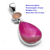 Genuine Larimar Citrine Ruby Emerald Seraphinite Turquoise Labradorite Agate  Pendant 925 Sterling Silver