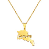 Anniyo 3.6cm Armenia Map Pendant Necklaces Armenians Maps Gold Color Silver Color Jewelry Girls   #268321