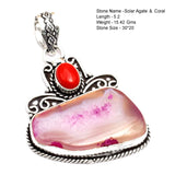 Genuine Labradorite  Ruby Turquoise Sapphire Jasper Agate Tiger Eye Ruby Zoisite  Pendant   Sillver Overlay Copper