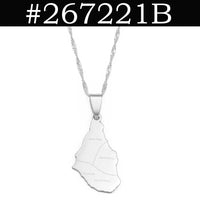 Anniyo 3.1CM Montserrat Island Map With Cities Pendant Necklaces for Women/Girls Gold Color Jewelry #267221