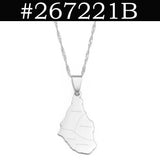 Anniyo 3.1CM Montserrat Island Map With Cities Pendant Necklaces for Women/Girls Gold Color Jewelry #267221