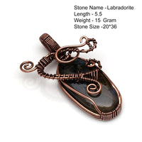 Copper Wire Wrap Pendant Genuine Labradorite Turquoise Agate Pyrite Cheroite Rose Quartz Jasper