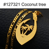 Anniyo Coconut Tree Hawaiian Guam Pendant Necklaces Women Men Silver Color/Gold Color Chuuk Kiribati Jewelry Pohnpei #127321