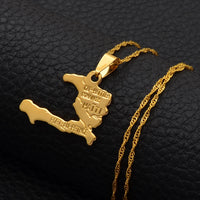Anniyo Haiti Map Necklace Pendants for Women Girls,Gold Color Ayiti Jewelry Map of Haiti #003910