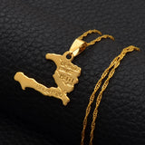 Anniyo Haiti Map Necklace Pendants for Women Girls,Gold Color Ayiti Jewelry Map of Haiti #003910