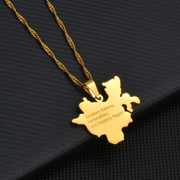 Anniyo Ethiopian Southern Nations Nationalities and People's Region Pendant Necklaces for Women Girl Ethiopia Jewelry #239321