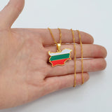 Anniyo The People's Republic of Bulgaria Map Flag Pendant Necklaces Bulgarian Jewelry #258521