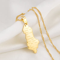 Anniyo Albania Map With Cities Pendant Necklaces Gold Color/Silver Color Albanian Jewelry #214221