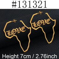 Anniyo African Symbol Earrings Gold Color Stainless Steel Adinkra Nyame Earrings Stud Ethnic large Jewelry Love  #131121