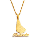 Anniyo Map of the Barbados Island With City Names Pendant Necklaces Silver Color/Gold Color Maps Barbados Jewelry #125121
