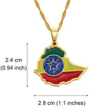 Anniye Ethiopian Map Flag Pendant Necklaces Gold Color/Silver Color Jewelry Africa Ethiopia National Flag Necklace Maps #148621