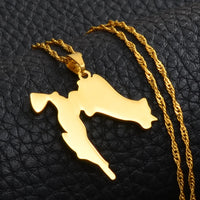 Anniyo Croatia Map Pendant Necklaces Gold Color Stainless Steel for Women Girls Maps of the Croatian Jewelry #045521