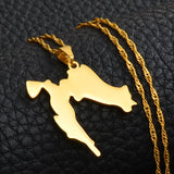 Anniyo Croatia Map Pendant Necklaces Gold Color Stainless Steel for Women Girls Maps of the Croatian Jewelry #045521