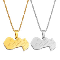 Anniyo Paraguay Map Pendant Necklaces for Women Men Jewelry Paraguayan #241221