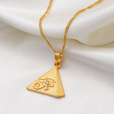 Anniyo Egyptian Pyramids and Eye Pendant Necklace Woman Girls,Gold Color African Jewelry Egypt Hieroglyphs,Crux Ansata #226106