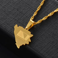 Anniyo 1.8CM Bosnia and Herzegovina Map Pendant Necklaces Women Girls Charm Bosna Hercegovina Maps Jewelry #145621