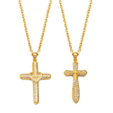 Anniyo Cross Necklaces Women Girl Charms Pendant Cubic Zirconia Crosses Jewelry CZ Christian Catholic Religious Ornaments#134916