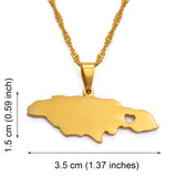 Anniyo Heart Jamaica Map Pendant Necklaces for Women Girls Gold Color Jewelry Jamaican Patriotic  @024621