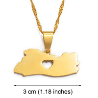 Anniyo El Salvador Map Pendant Necklace for Women/Men Gold Color Jewelry Map of El Salvador Necklaces #004921