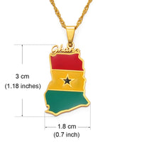 Anniyo Ghana Country Map and Flag Pendant Necklaces Charm Ghanaian Jewelry Ghana National Day  @138121