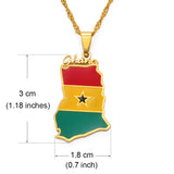 Anniyo Ghana Country Map and Flag Pendant Necklaces Charm Ghanaian Jewelry Ghana National Day  @138121