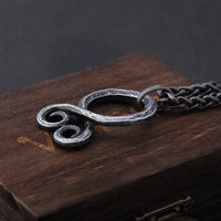 Iron Color Viking Odin Rune Pendant Necklace with Stainless Steel Chain As Men Gift with wooden box