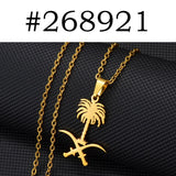 Anniyo Saudi Arabia National Emblem Symbol Pendant Necklace Kingdom of Saudi Arabia Charm Jewelry Women Girls  #268921