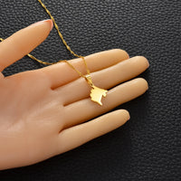 Anniyo Mini Montenegro Map Pendant Necklaces for Women Girls Small Size Jewelry Stainless Steel Necklaces #149521