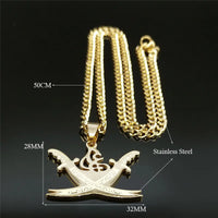 Arabic Retro Imam Ali Sword Muslim Islam Knife Chain Necklaces Stainless Steel Necklace Men/Women Gold Color Jewelry N3435S05