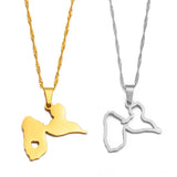 Anniyo Map of Guadeloupe Pendants Necklaces for Women Jewelry France Guadeloupe Map Heart and Contour Design @259121