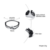 CIRCLE CHARM ROPE ANKLETS FOR MEN BLACK ROPE WITH SILVER COLOR CIRCLE ADJUSTABLE BRACELET UNISEX JEWELRY