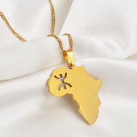 Anniyo 2.8CM Africa Map Berbers Pendant Necklaces African Berber Jewelry for Amazigh Women Men #234921