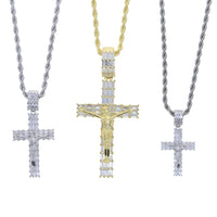 Iced Out Jesus Cross Pendant Necklace For Men Women Gold Color Bling 5A Geometric Zircon Religion Fashion Hip Hop Jewelry