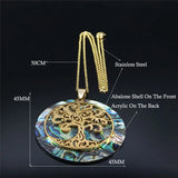 Abalone Shell Paper Stainless Steel Bohemia Tree of Life Necklace Women/Men Gold Color Necklace Jewelry arbre de vie 830