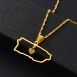 Anniyo  Heart Puerto Rico Pendant Necklaces Gold Color PR Puerto Ricans Map Jewelry party Items #145121